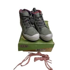 New W/Box Women’s Keen Elena Plaid Pewter Leather Bootie Sz 7.5 w/xtra Laces